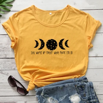 Dar Visai Nesvarbu, Kas Etape aš esu T-shirt Estetinės Mėnulio Grafinis Tees Viršūnes Derliaus Moterų Witchy Astrologija Marškinėlius