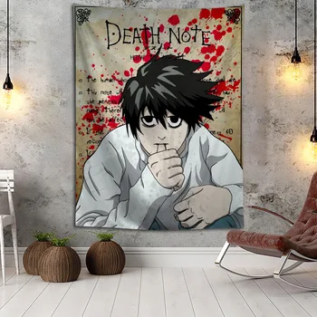 Death Note Sienos Kabo Gobelenas Namuose Šalis Dekoratyvinių Gobelenų Nuotrauka Fone Audinio Staltiesė Sienos Gobelenas
