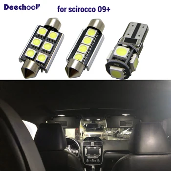 Deechooll 12pcs Automobilio LED Šviesos VW Scirocco 3R ,Balta Interjero Apšvietimo Lemputė Volkswagen Scirocco Dome Skaitymo Lemputės