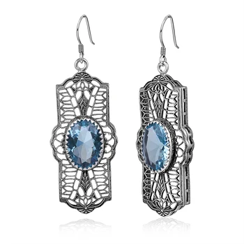 Derliaus Bohemijos Moterų Auskarai 925 Sterlingas Sidabro Fine Jewelry Eardrops Lab Topazas Olivīns Akmens Lady Vestuves Ilgi Auskarai