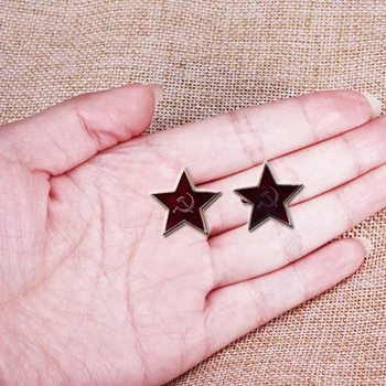 Derliaus Rusijos Sovietų Raudonosios Žvaigždės Plaktukas, Kūjis Rankogalių Segtukai Pora Vyrų Marškinėliai Accesories