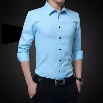 Didelio Dydžio vyriškų Verslo Atsitiktinis Ilgas Rankovėmis Marškinėliai White Blue Black Smart Vyrų Socialinės Suknelė Marškiniai Plius
