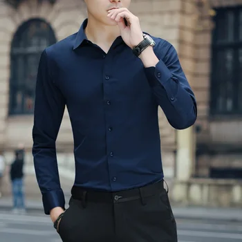 Didelio Dydžio vyriškų Verslo Atsitiktinis Ilgas Rankovėmis Marškinėliai White Blue Black Smart Vyrų Socialinės Suknelė Marškiniai Plius