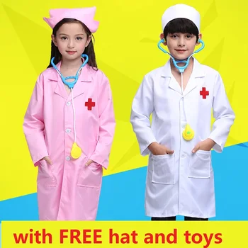 Didmeninė Vaikų Playgorund vaidmuo žaisti vaikams balta gydytojas costum girlsnursing kailis cosplay kostiumas su nemokama žaislai