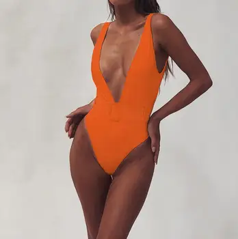 Diržas maudymosi Kostiumėliai, 2021 Neon vientisi maudymosi kostiumėlis Moterims Deep-V Monokini Push Up Maudymosi Kostiumą, Kietas Paplūdimio Moterų traje de bano mujer