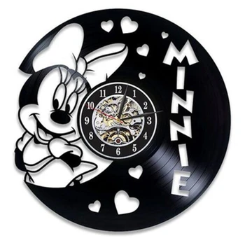 Disney Cartoon 12 Colių Vinilo Įrašas Laikrodis Mickey ir Minnie Mouse Mikė Sieninis Laikrodis Vaikų Kambarys Dekoratyvinių Laikrodis Namų Dekoro