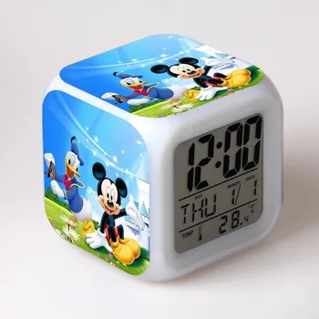 Disney Mickey Minnie Mouse Animacinių filmų Anime Duomenys LED Laikrodis-Žadintuvas Mielas, Šviesos, Skaitmeninis Laikrodis-Žadintuvas Vaikams, Žaislai, Laikrodis Spalvinga Dovanos