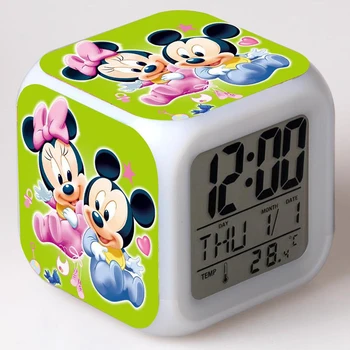 Disney Mickey Minnie Mouse Animacinių filmų Anime Duomenys LED Laikrodis-Žadintuvas Mielas, Šviesos, Skaitmeninis Laikrodis-Žadintuvas Vaikams, Žaislai, Laikrodis Spalvinga Dovanos