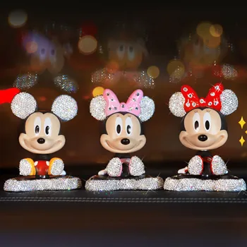 Disney Nauja Minnie Peliukas Automobilių Aksesuarų Mados Mielas Animacinių Filmų Automobilio Ornamentu Diamond Automobilių Apdailos Lėlės Automobilių Reikmenys Karšto Žaislai