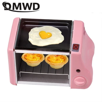 DMWD 2 in 1 mini elektrinis Kepimo Duonos kepti Orkaitėje grilio keptas kiaušinių Omletas keptuvėje pusryčiai mašina maker duonos Skrudintuvas