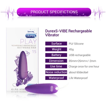 Durex Mini Vibratorius G-Spot USB Įkrovimo Kulka Vibruojantis Analinis Klitorio Skatinti Massager Suaugusiųjų Produktų Sekso Žaislai Moterims