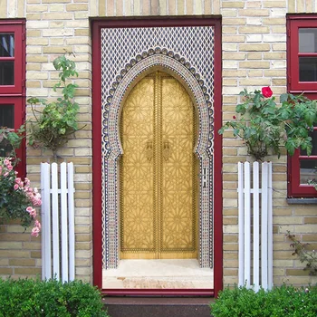 Durų Lipdukai Namų Dekoro Arabų Stiliaus Aukso Durų Sienų Freskomis Sienų Lipdukai, Tapetai, Lipdukai Namų Puošybai
