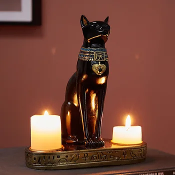 Egipto Katė Žvakidė Dervos Statulėlės Statula Apdailos Derliaus Kačių Deivės Bastet Statula Home Office Sodo Puošmena Dovana