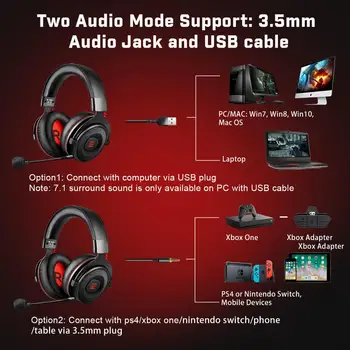 EKSA Gamer Ausines 7.1 Surround Sound Gaming Headphon E900 PRO Laidinio Žaidimas, Ausines, PC/Xbox/PS4 su Triukšmo panaikinimo Mic