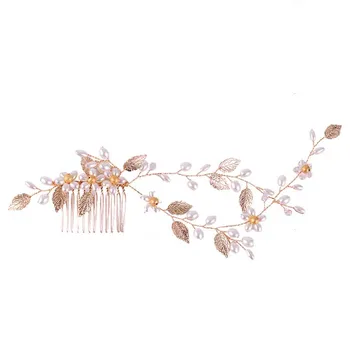 Elegantiškas Aukso Lapai Pearl Bridesmaid Nuotaka Plaukų Šukos Šukuosena Kamuolys Gėlių Moterų Plaukų Vynuogių Vestuvių Plaukų Papuošalai, Aksesuarai, SL