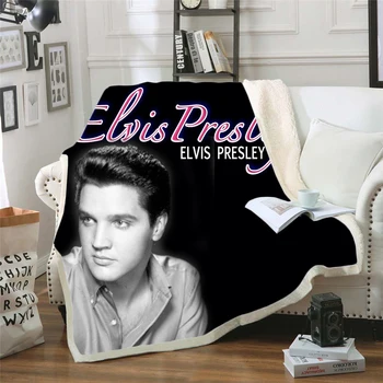Elvis Presley 3d Atspausdintas Vilnos Antklodė, Lovos Storio Antklodė Mados Lovatiesė Sherpa Mesti Antklodę, Suaugusiems, Vaikams 05