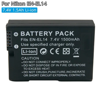 EN-EL14 enel14 Fotoaparatas Įkraunama Baterija, 7.4 V, 1500 mah Li-ion už Nikon D3100 D3200 D5100 D5200 D5300 P7100 P7800 LT-EL14A