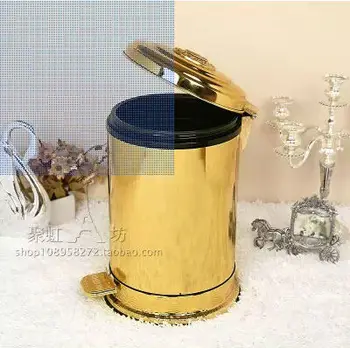 Europos Stiliaus Aukso spalvos su Gėlių Pedalu Atliekų Konteinerius, Šiukšlių Bingarbage Bin Namų Paraiškos Namų Puošybai