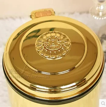 Europos Stiliaus Aukso spalvos su Gėlių Pedalu Atliekų Konteinerius, Šiukšlių Bingarbage Bin Namų Paraiškos Namų Puošybai
