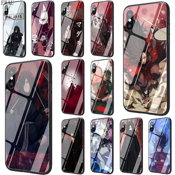 EWAU Madara Uchiha Naruto Grūdintas Stiklas telefono dėklas skirtas iphone SE 2020 m., 5 5s SE 6 6s 7 8 plus X XR XS 11 pro Max