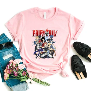 Fairy Tail Harajuku Derliaus Įdomus Moterų marškinėliai trumpomis Rankovėmis Tees Ulzzang Dropshipping Drabužius FAIRY TAIL Anime Viršūnes Punk Marškinėliai