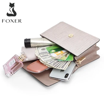 FOXER Prekės ženklo Mados Moterų Maišelį Split Odos Moteriška Stilingas Mažas Atvartu Pečių Maišą Lady Prašmatnus Messenger Bags & Crossbody Krepšiai