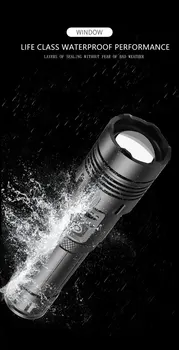 Galingas XHP70 LED Žibintuvėlis USB Įkraunamas Žibintuvėlis Taktinis Žibintuvėlis atsparus Vandeniui Žibintuvėlis, Avarinis Vertus, Šviesos, Kempingas