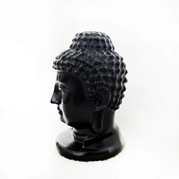 Gamtos Obsidianas Budos Galva Statulėlės Ranka Raižyti Kvarco Kristalo Sakyamuni Statulėlės Feng Shui Amatų, Gydymo Kristalų Namų Decora