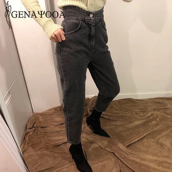 Genayooa Pavasario High Waisted Boyfriend Džinsai Moterims Streetwear Atsitiktinis Įkrovos Kelnės Moterims Prarasti Slim Moterų Džinsus 2020 Korėjos