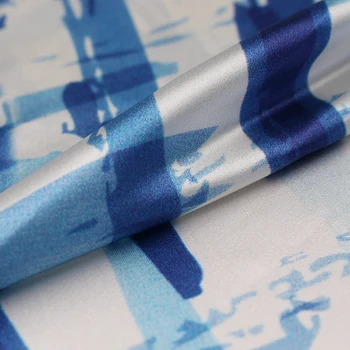 Geometrinės linijos, skaitmeninis dažyti šilko gamtos ruožas satino audinio marškinėliai tissus as metrų tecidos metro pigūs kinijos 