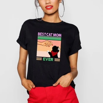 Grafinis T Marškinėliai Moterims 2020 Geriausia Katė Mama Kada nors vatos Pagaliukai Camisetas Mujer Femme T-marškinėliai Moterims Drabužių Summer Tee Viršūnes Moteris