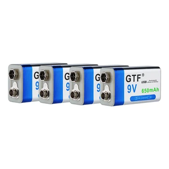 GTF 9V 650mAh, li-ion Įkraunama baterija, Micro USB Baterijas 9 v ličio už Multimetras Mikrofonas, Nuotolinio Valdymo Žaislas KTV naudoti
