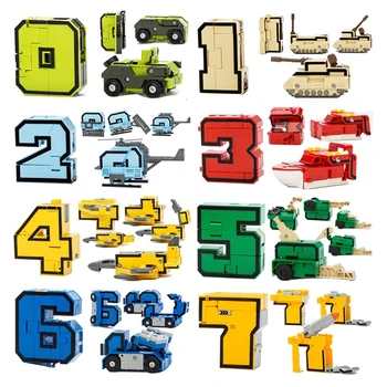 Gudi 26 raides Paversti Numeris Robotas Deformacijos Plokštumos Automobilių Vaikams, Žaislai Piršto Kubo Švietimo priemonių skaičius Statyti Blokus Modelis