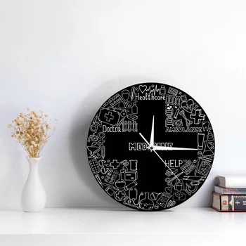 Gydytojas Sveikatos Priežiūros Modernaus Dizaino Sieninis Laikrodis Greitosios pagalbos Padėti 3D Sieninis Laikrodis Medicinos Kambario Dekoro Sienos žiūrėti
