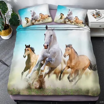 Gyvūnų žirgas šuoliais serija gali būti pritaikytos trijų dalių 3D skaitmeninio keturių dalių užsienio prekybos patalynės antklodė