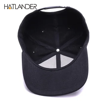 HATLANDER ORIGINALUS Juoda snapback kepurės įrengtas mens bžūp 6panels kaulų hip-hop bžūp mada sporto skrybėlės siuvinėjimo beisbolo kepurė hat