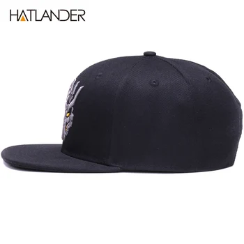 HATLANDER ORIGINALUS Juoda snapback kepurės įrengtas mens bžūp 6panels kaulų hip-hop bžūp mada sporto skrybėlės siuvinėjimo beisbolo kepurė hat
