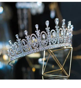 HIMSTORY Naujas Royal Rožančiai Karūna Brides Plaukų Papuošalai Blizga Kubinis Cirkonis Vestuvių Vainikėliai Vestuvių Rožančiai Princess Crown Diadema