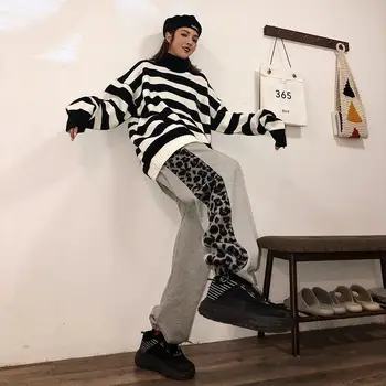 Hip-Hop Kelnės Moterims Harajuku Stiliumi Leopardo Dizaino Unisex BF Stiliaus Paaugliai Streetwear Porų Populiarus Treniruotės Vasarą Ponios Kelnių