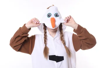 HKSNG Naujų Suaugusiųjų Žiemos Sniego Kigu Pižama Olaf Animacinių filmų Vilnos Cosplay Kostiumų Onesies Homewear Sleepwear Kigu