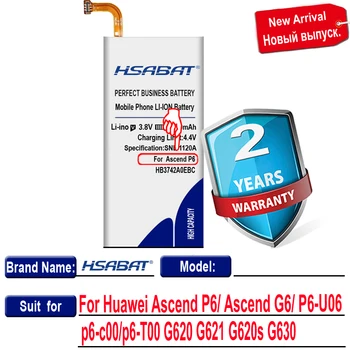 HSABAT 3600mAh HB3742A0EBC Baterijos Naudojimo Huawei Ascend P6/ Ascend G6/ P6-U06/p6-c00/p6-T00 G620 G621 G620s G630