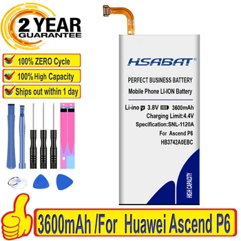 HSABAT 3600mAh HB3742A0EBC Baterijos Naudojimo Huawei Ascend P6/ Ascend G6/ P6-U06/p6-c00/p6-T00 G620 G621 G620s G630