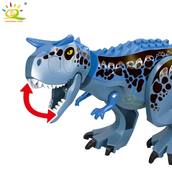 HUIQIBAO 274pcs Pasaulio Jurassiced Dinozaurų Ginklas Parko Statyba Blokai Mutantas Tyrannosaurus Rex Kovos Duomenys Plytos Vaikų Žaislai