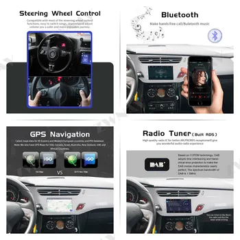 IPS Android 10.0 Automobilių DVD Grotuvas Stereo GPS Glonass Navigacijos, Multimedijos Už Citroen C3 DS3 2010-2016 Auto Radijo Garso Headunit