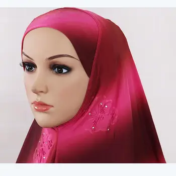 Islamo Moterų Drabužių Momentinių HIJAB Turbaną su deimantais gėlių Hijab Kepurės Skarelė Tturkish hijab Plėtinius, Kaklo, Krūtinės 1pc