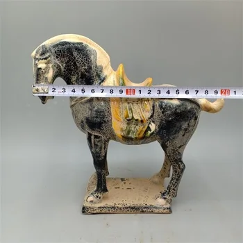 Išskirtinį Tango Sancai juoda-įstiklintas karo žirgas imituoja kultūros reliktus rasta muziejus, senoviniai porceliano, antiqu