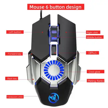J700 makro programavimas laidinio pelės spalvinga žėrintis žaidimų pelę žaidėjų, tinka staliniams ir nešiojamiems kompiuteriams