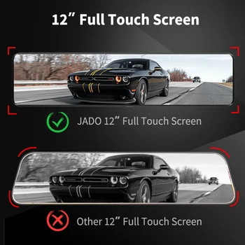 JADO Vairavimo Diktofonas 1080P Automobilių Dvr vaizdo Kamerą 12 Colių 360 Kamera Full HD Naktinio Matymo Brūkšnys Cam Priekiniai Ir Galiniai Automobilio Fotoaparato Veidrodis
