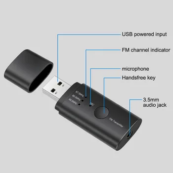 JaJaBor FM Siųstuvas Bluetooth 5.0 automobilinės laisvų Rankų įrangą Automobilių Muziką AUX Wireless USB 