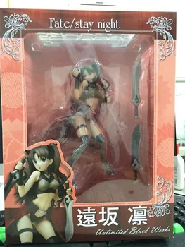 Japonijos Anime Veiksmų skaičius, Fate/stay Night nulio Tohsaka, Nin, su Peiliu PVC 20cm/7.9 inche modelio surinkimo mielas sexy mergina lėlės